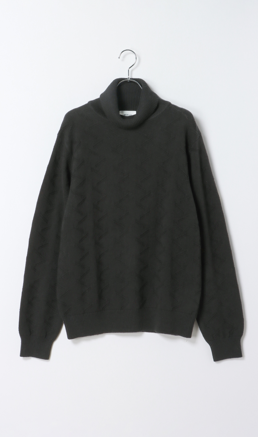 定価18万 Shanshan Ruan ダークグレー タートルネック ニット M タートルネックニット【ジグザグパターン】 (MOKN5105-01