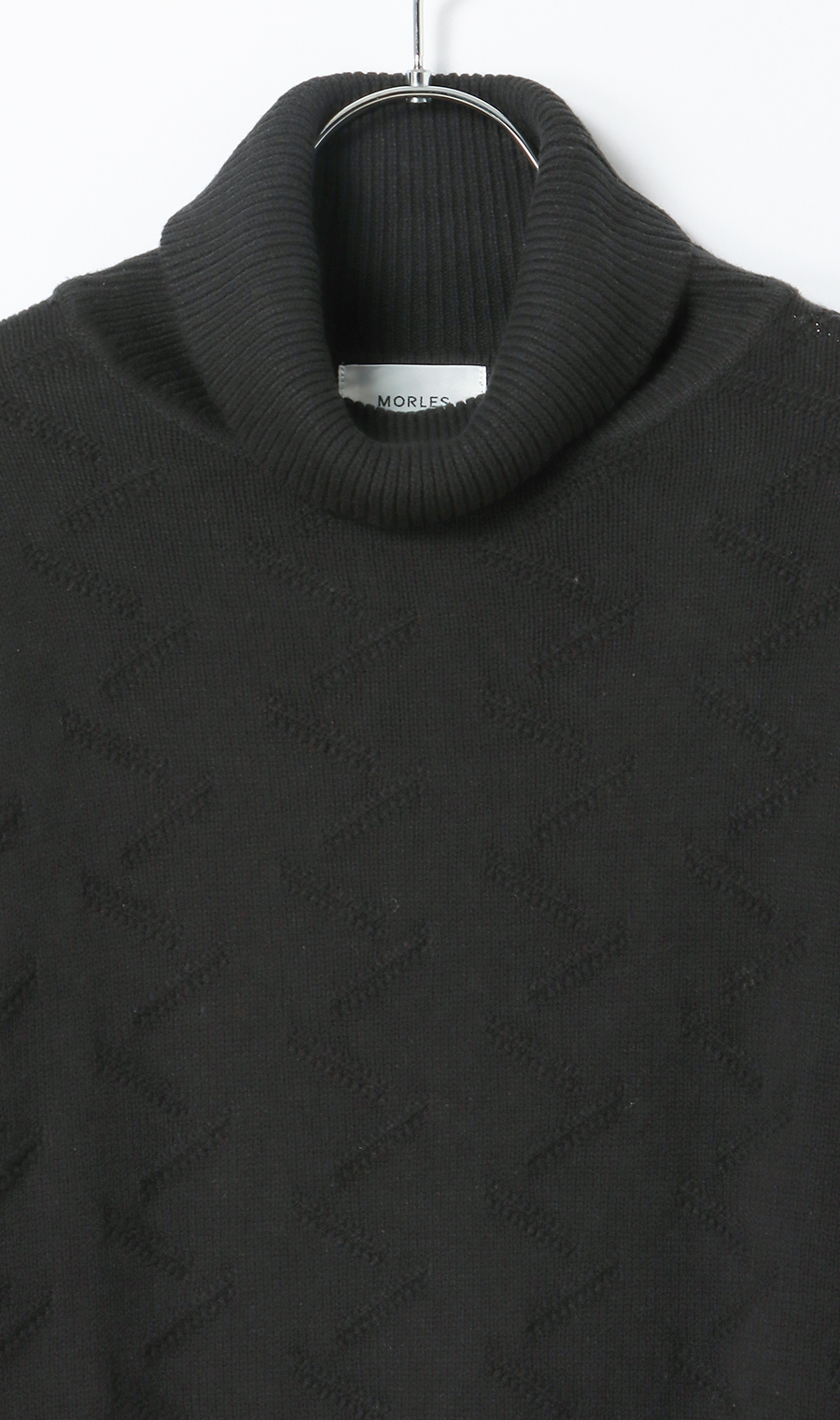 タートルネックニット【ジグザグパターン】 ブラック S