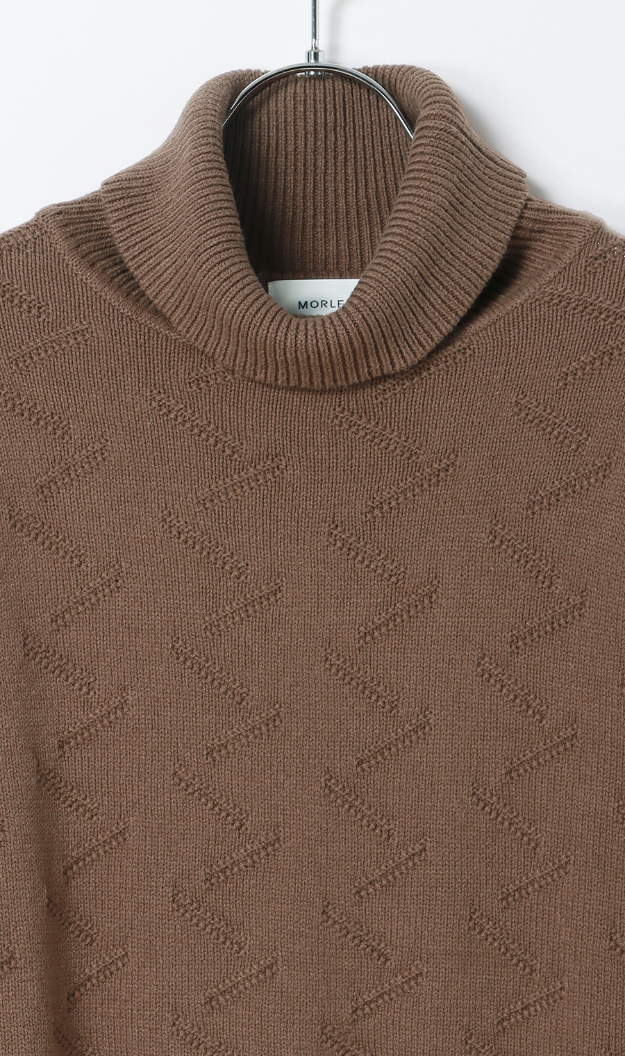 タートルネックニット【ジグザグパターン】 ブラウン S