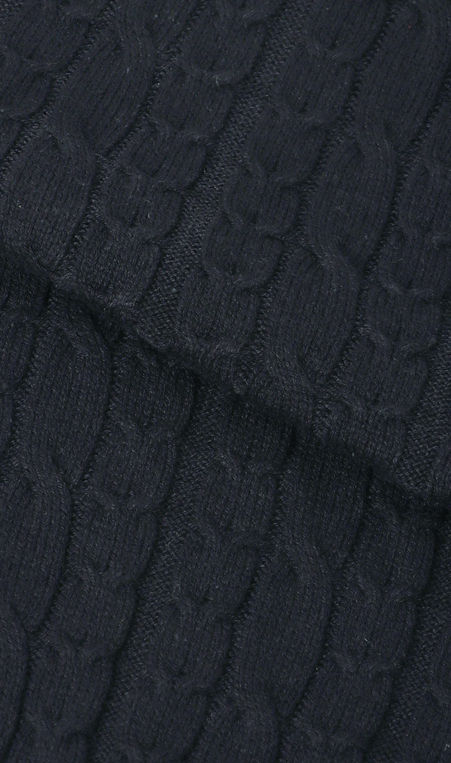 モックネックニット【ケーブルパターン】 ネイビー S