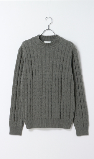 モックネックニット【ケーブルパターン】