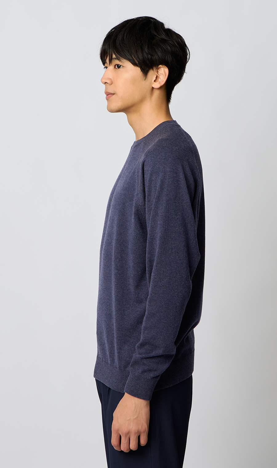 クルーネックニット【ゼロプレッシャー】 ネイビー S