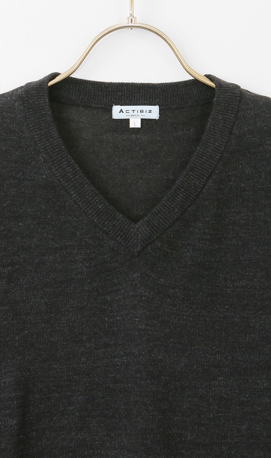 Vネックセーター【毛玉CLEAR】【＃すごセーター】 チャコール S