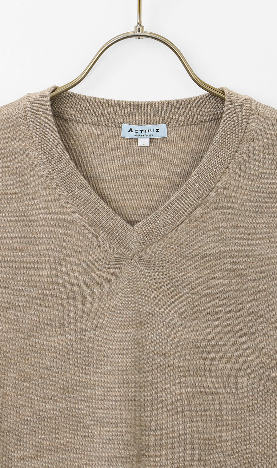 Vネックセーター【毛玉CLEAR】【＃すごセーター】 ベージュ S