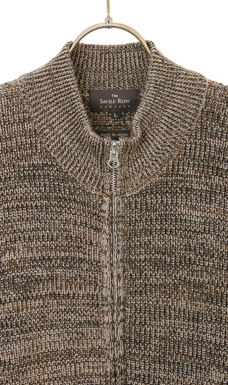 引き揃えフルジップセーター ベージュ M