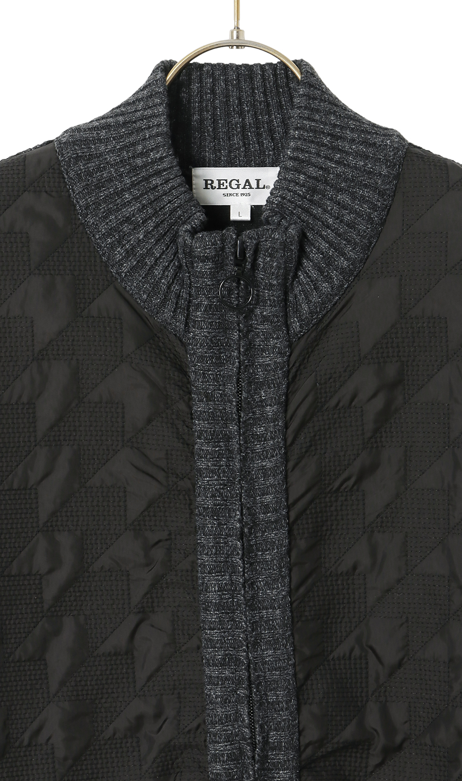 布帛コンビフルジップセーター ブラック M