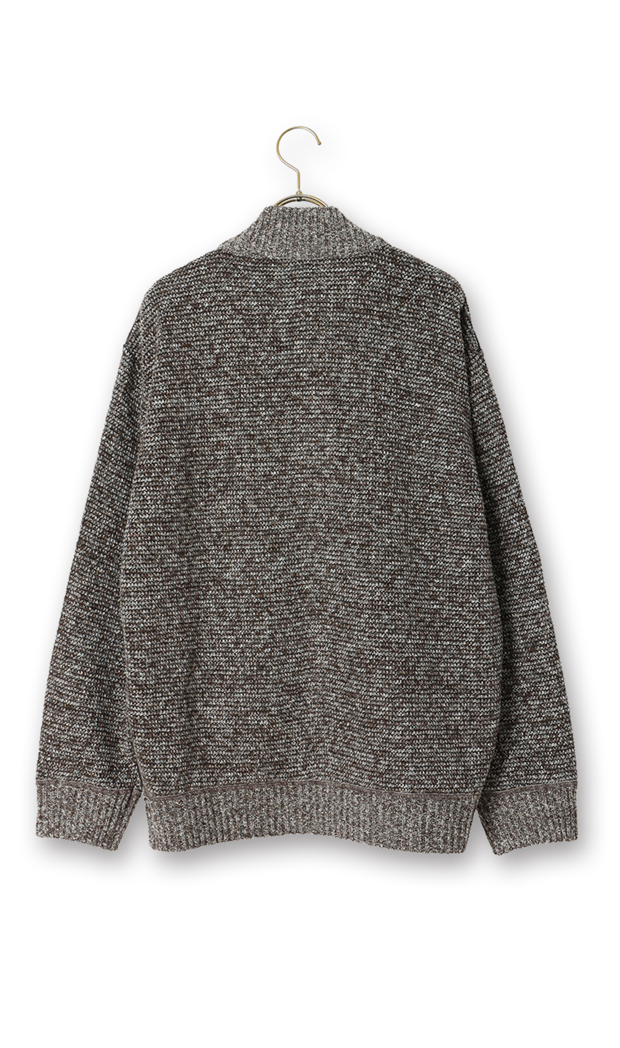 布帛コンビフルジップセーター ブラウン M