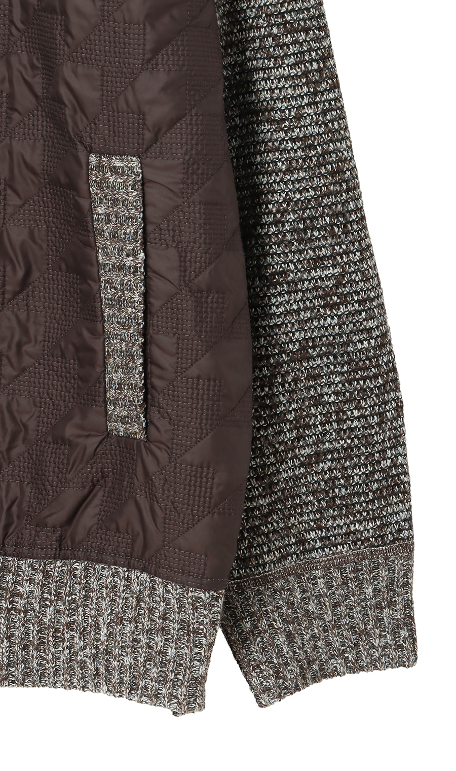 布帛コンビフルジップセーター ブラウン M