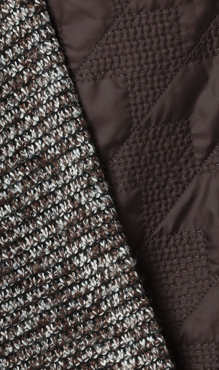 布帛コンビフルジップセーター ブラウン M