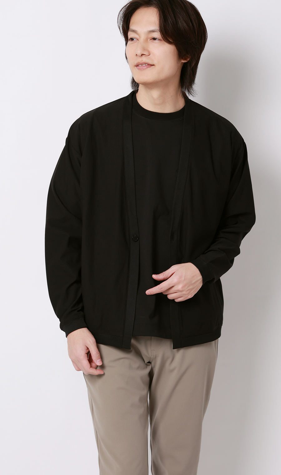 ドットメッシュカーディガン ブラック S