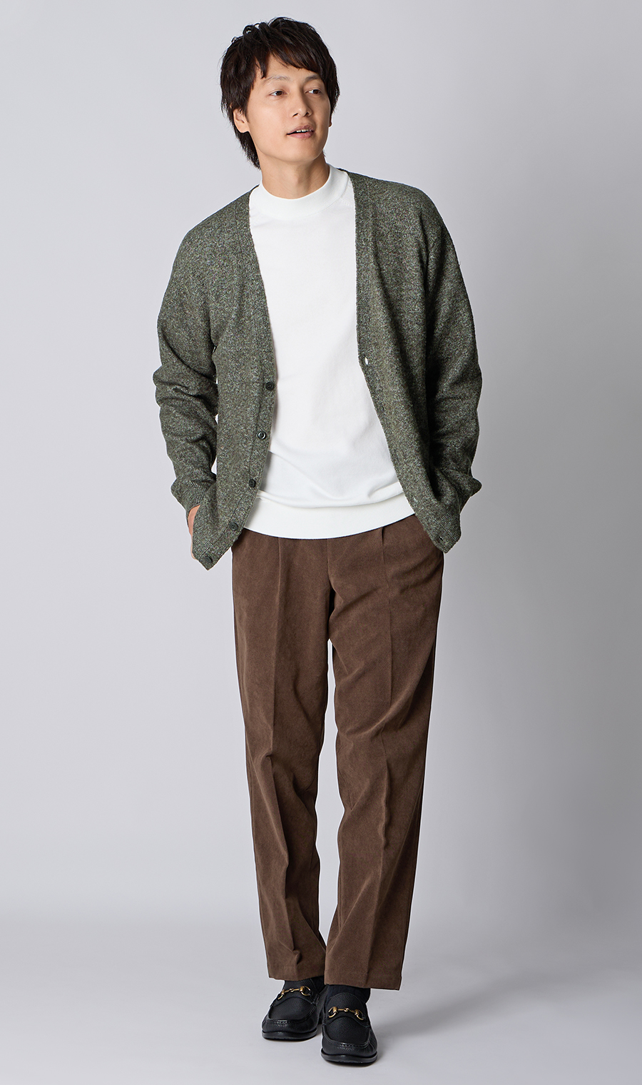 Vネックカーディガン【ブークレヤーン】 カーキ S