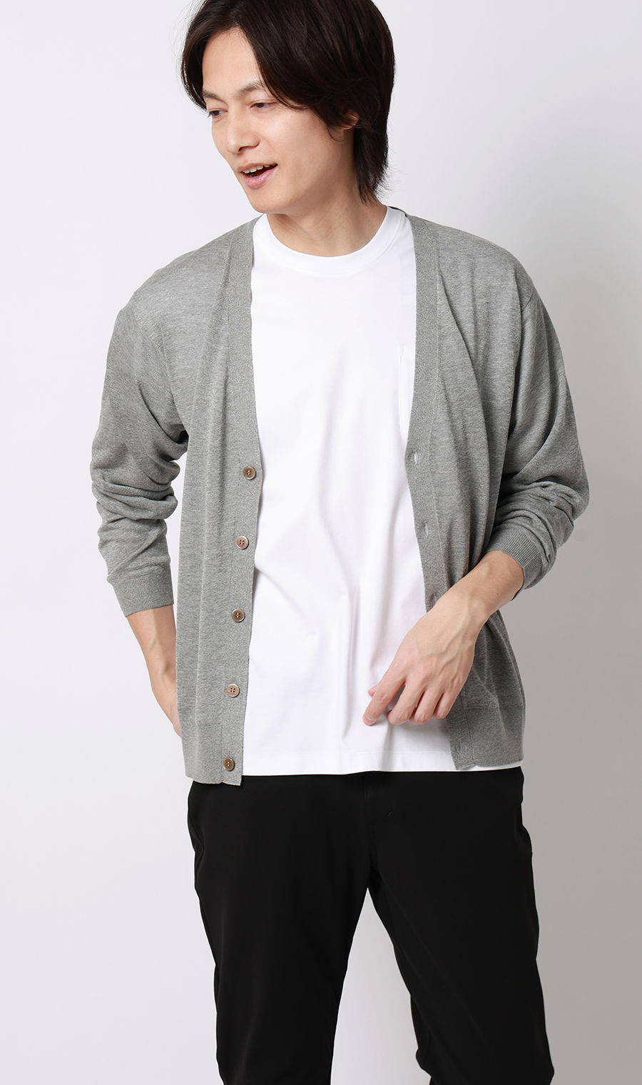 ニットカーディガン【接触冷感】 ライトグレー S