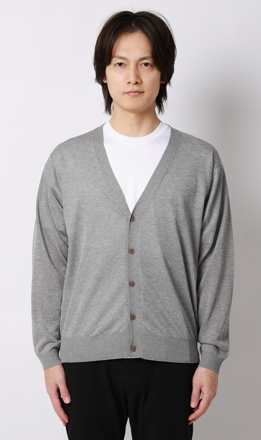 ニットカーディガン【接触冷感】 ライトグレー S