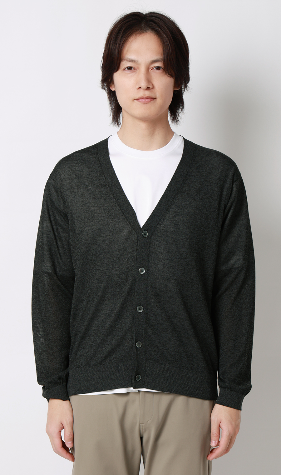 ニットカーディガン【接触冷感】 チャコール S