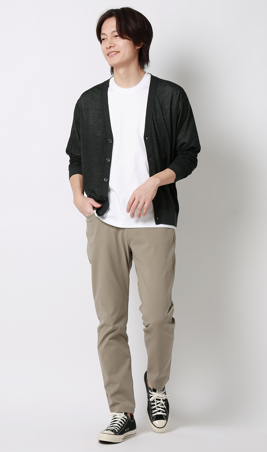 ニットカーディガン【接触冷感】 チャコール S