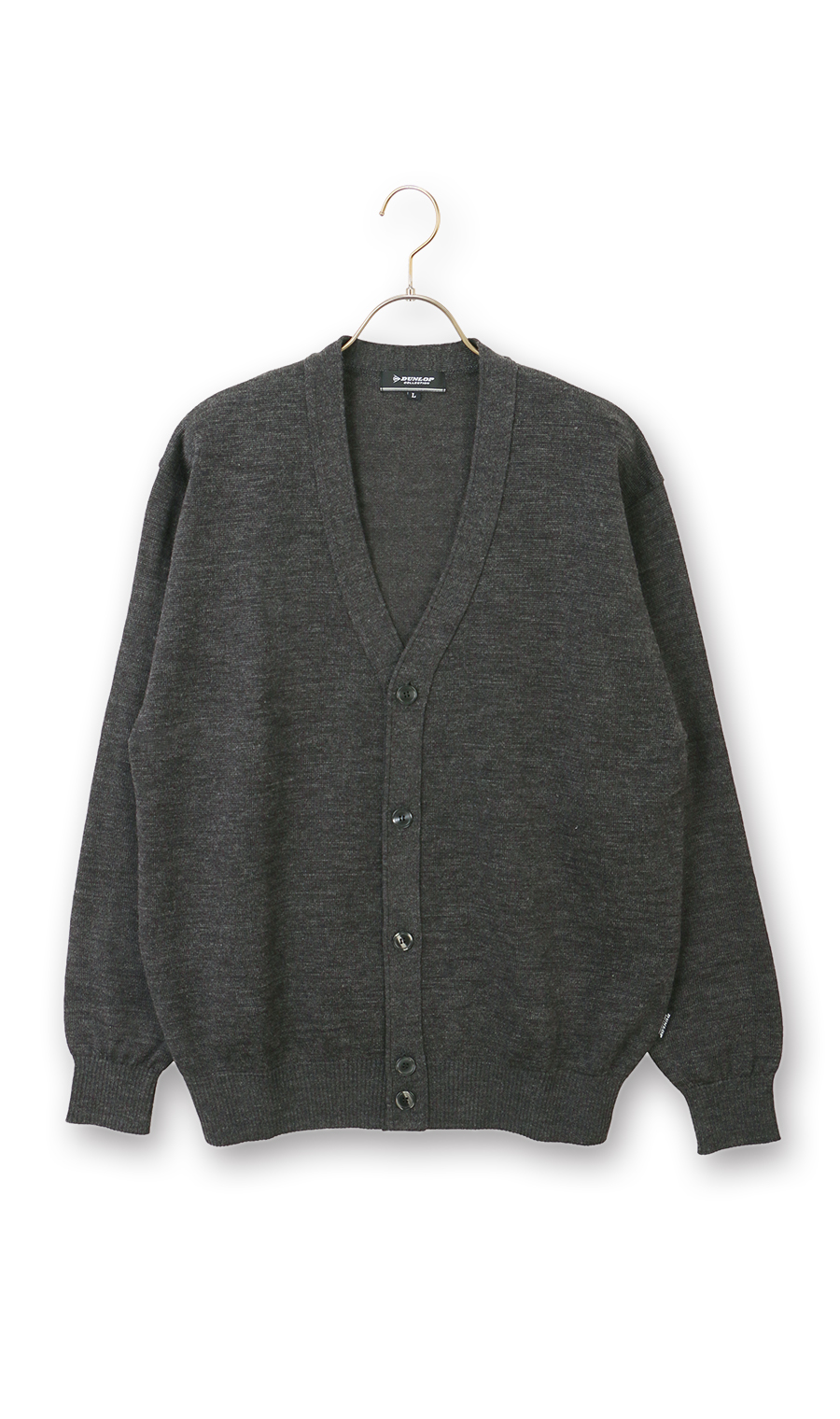 ジャガードカーディガン【日本製】 チャコール M