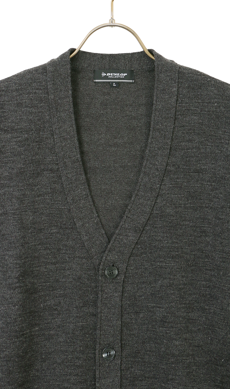 ジャガードカーディガン【日本製】 チャコール M