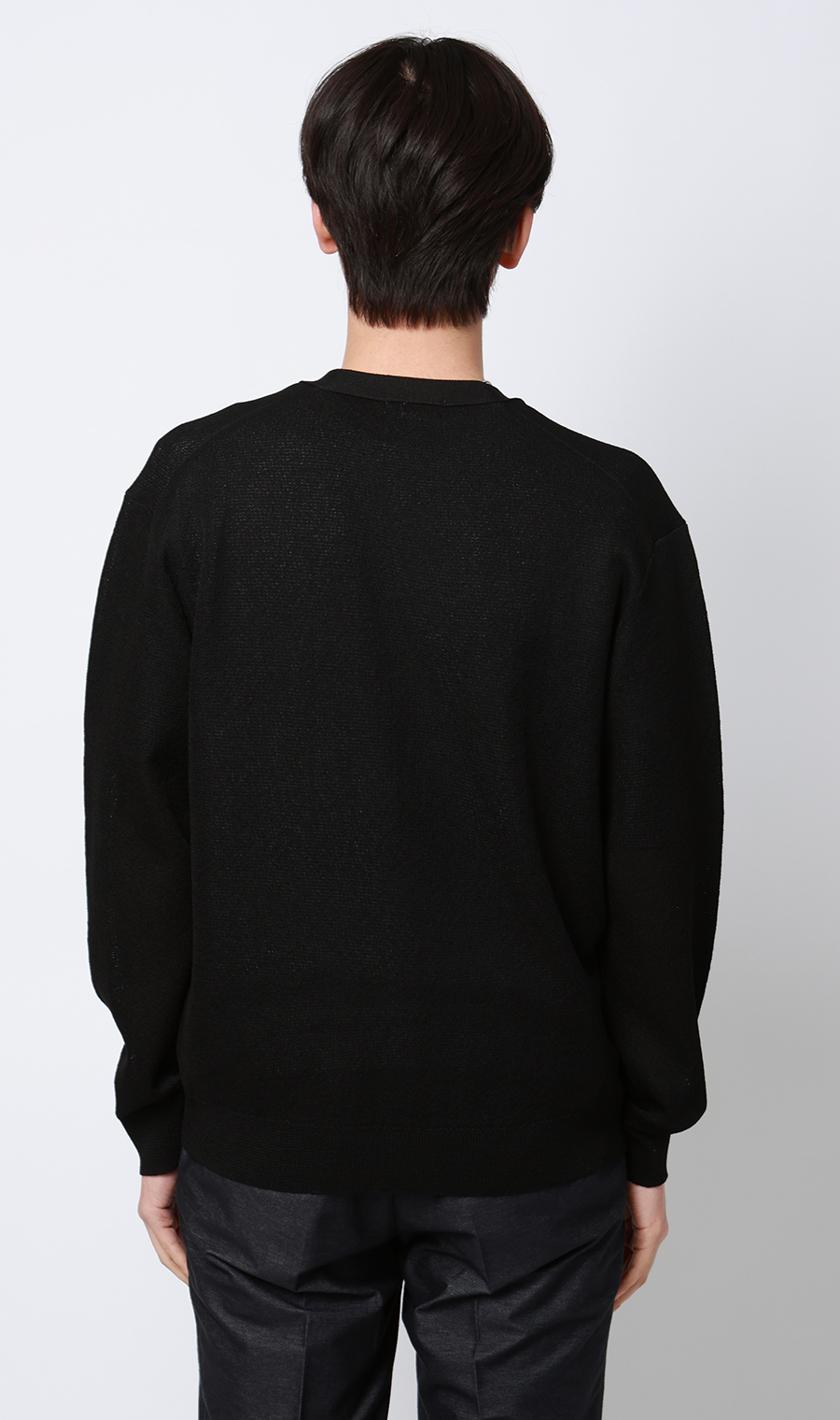 Vネックカーディガン【レーヨン混】 ブラック S