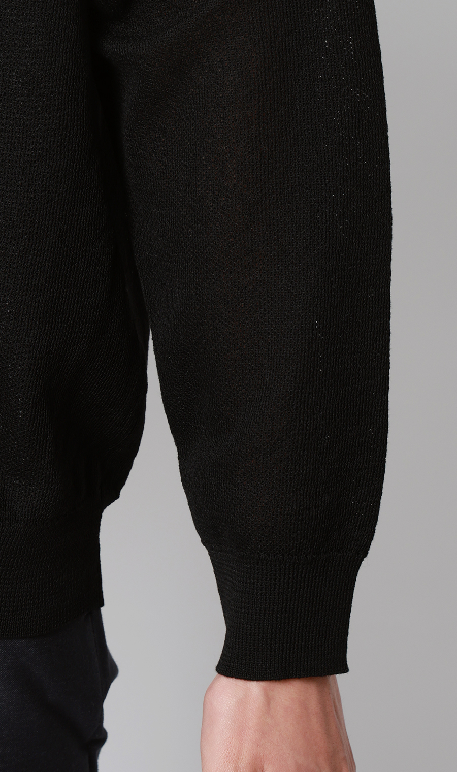 Vネックカーディガン【レーヨン混】 ブラック S