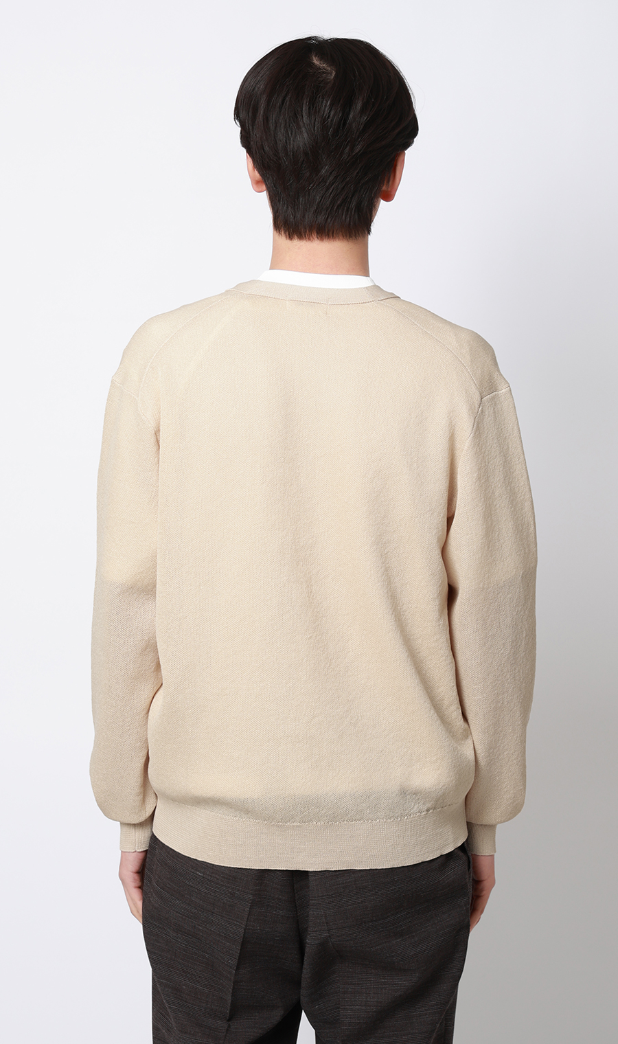 Vネックカーディガン【レーヨン混】 ベージュ S