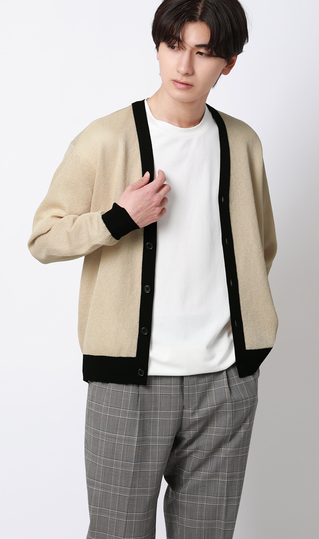 Vネックカーディガン【レーヨン混】