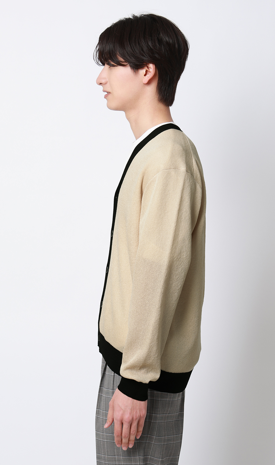 Ｖネックカーディガン【レーヨン混】 ベージュ S