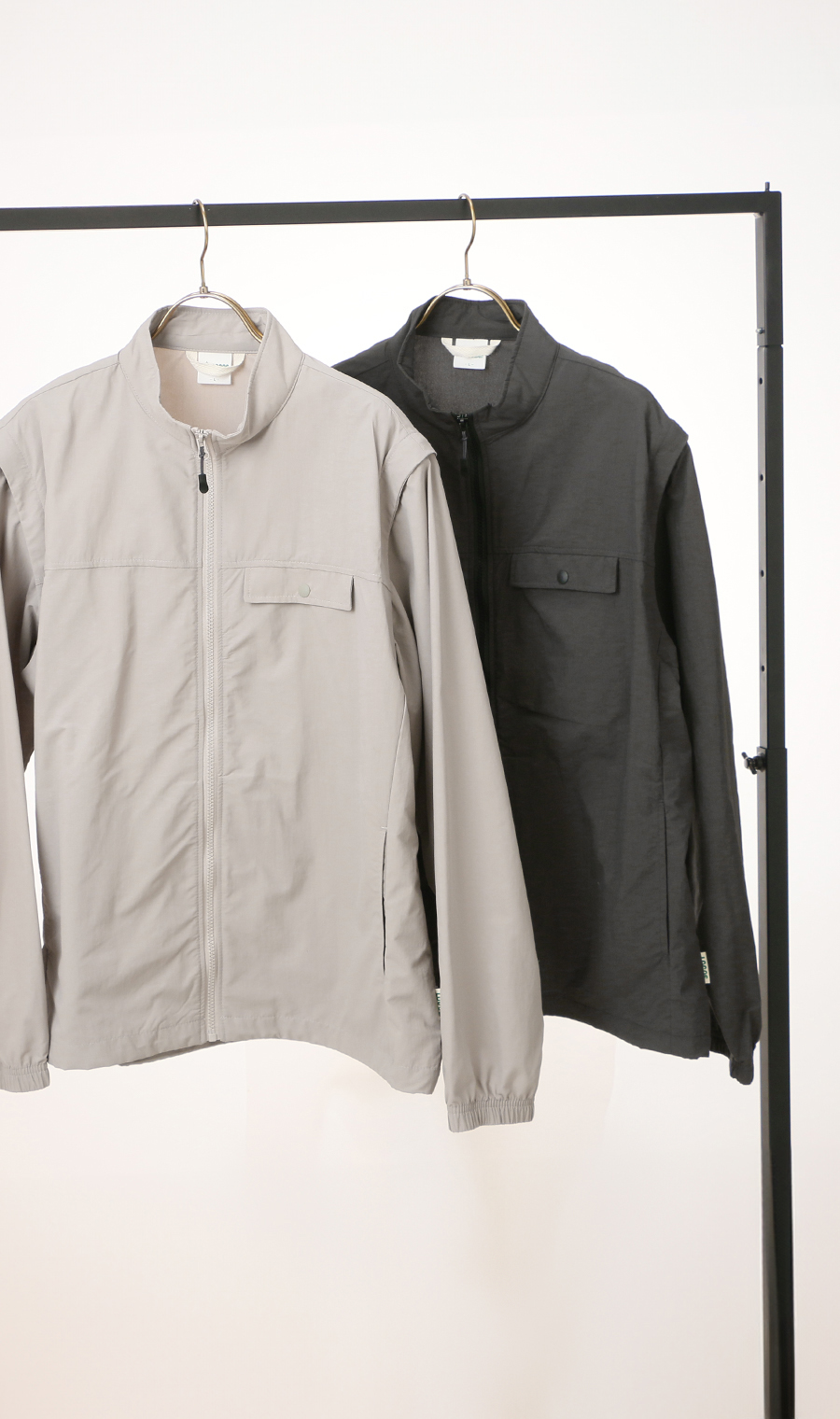 ナイロンタスランスタンドブルゾン【2WAY】【撥水加工】【セットアップ着用可】 チャコール M