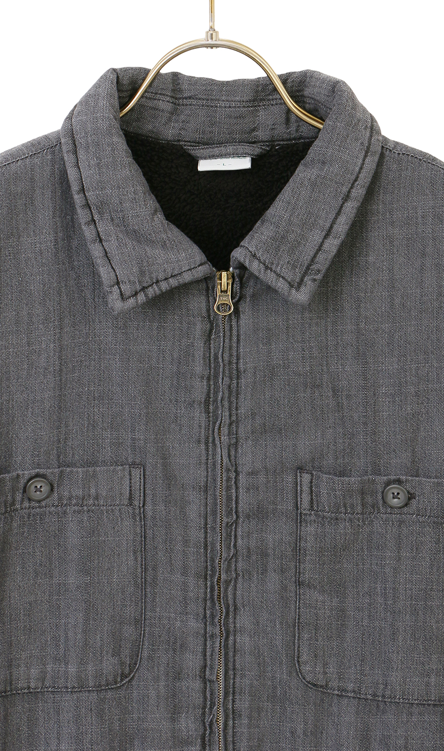 デニム裏ボアシャツアウター ブラック LL