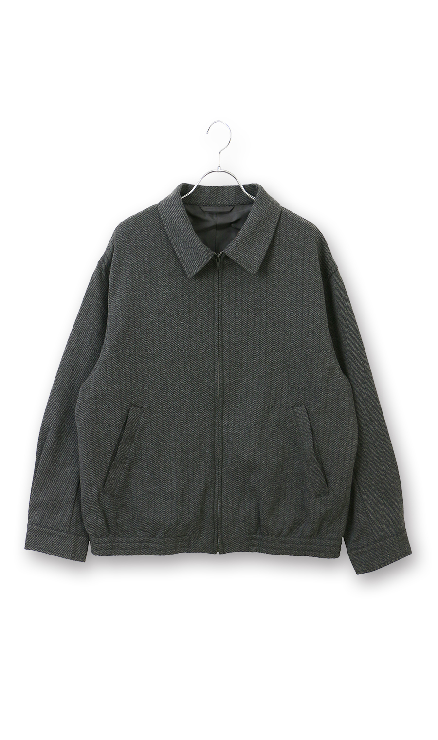 ニットフリースブルゾン チャコール M