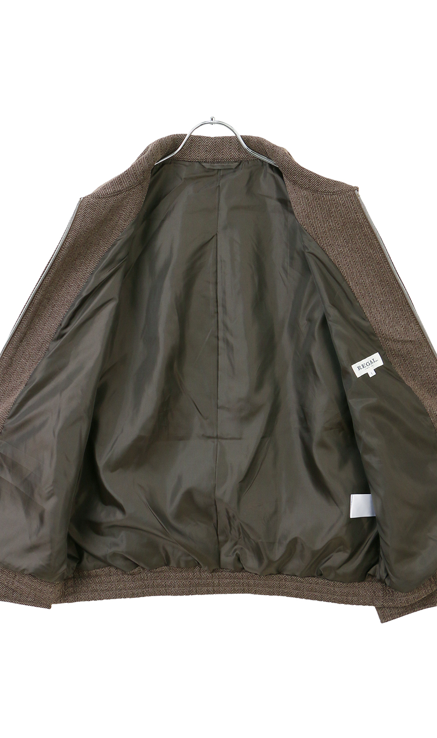 ニットフリースブルゾン ブラウン M