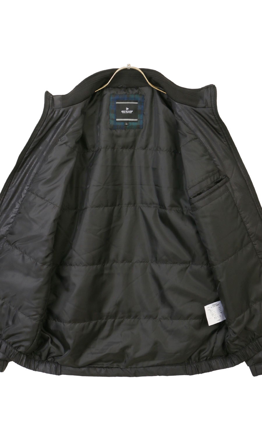 薄中綿エンボスジャケット ブラック M