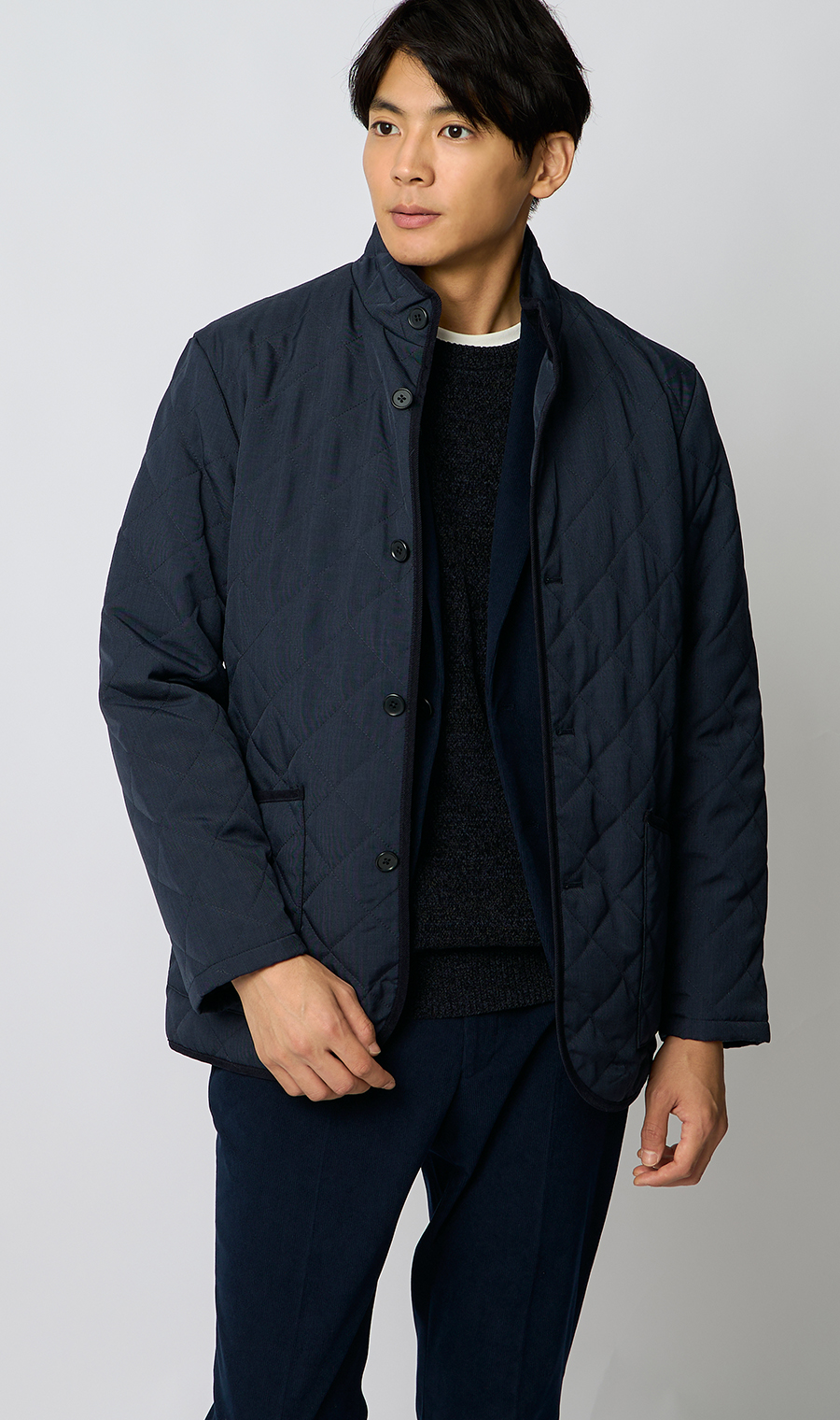 ウールライクキルティングコート【ETHERMALOFT COZY】 ネイビー S