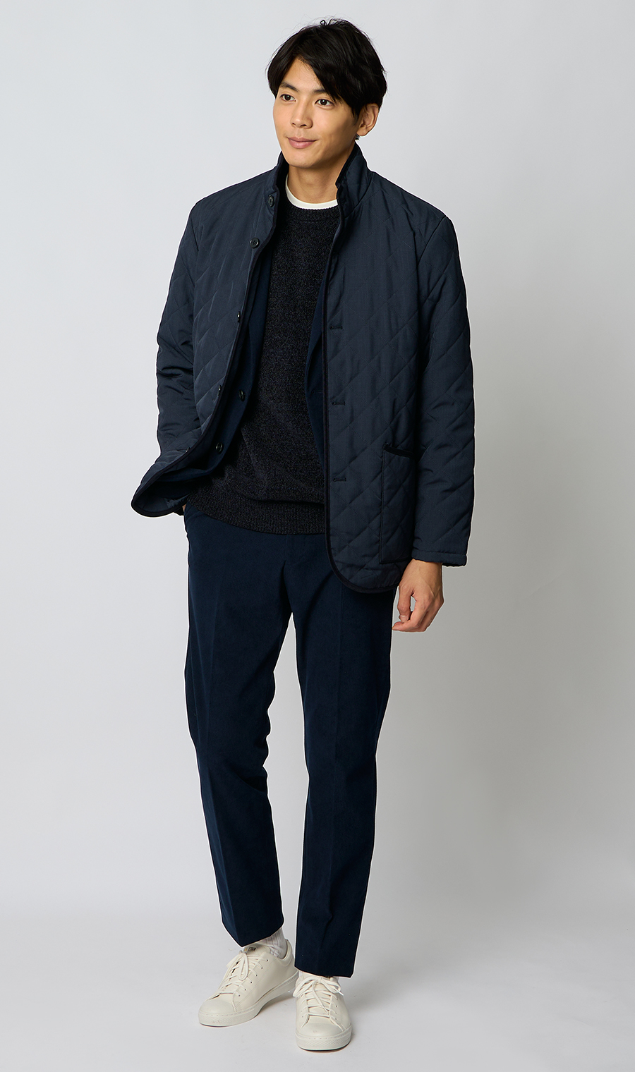 ウールライクキルティングコート【ETHERMALOFT COZY】 ネイビー S