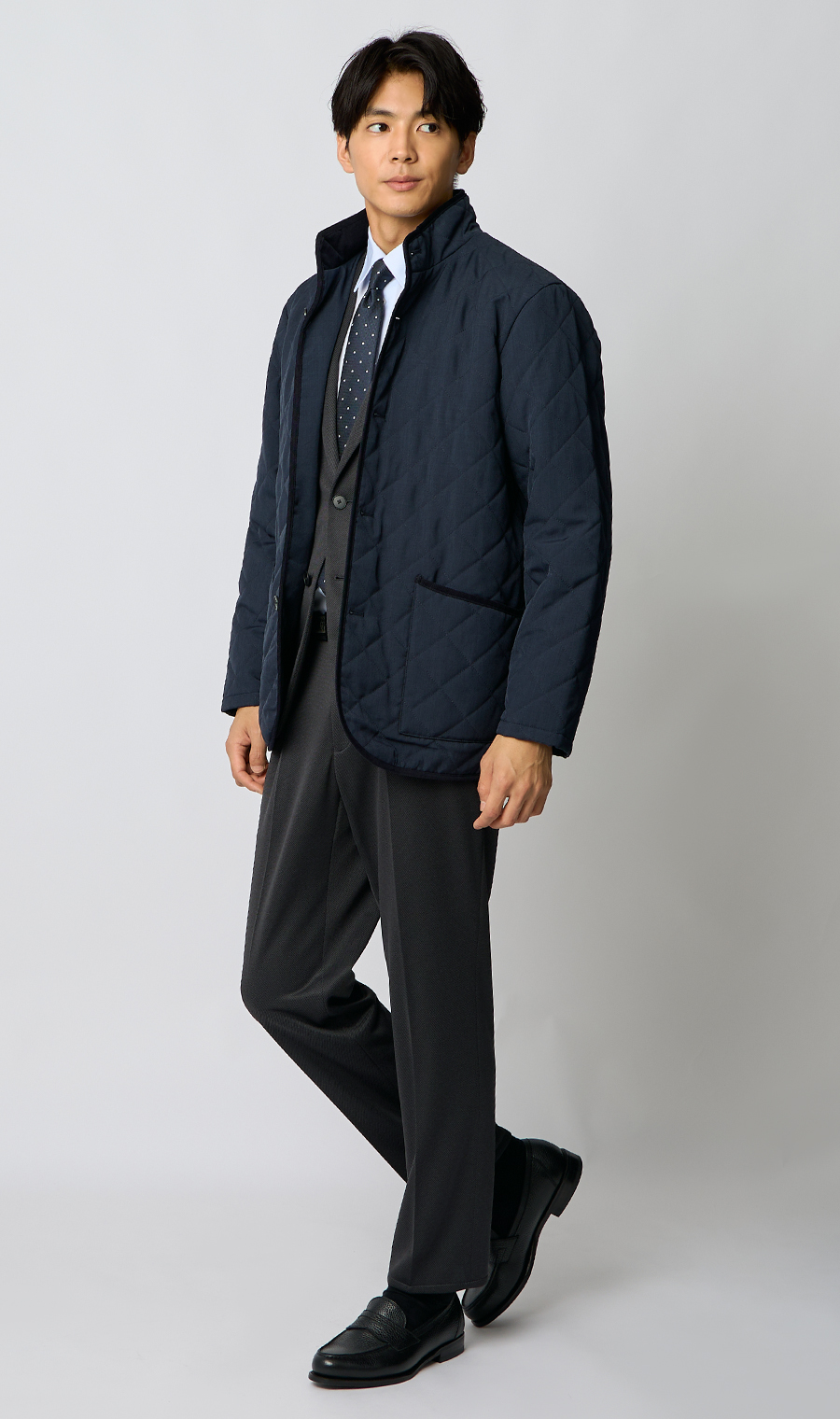 ウールライクキルティングコート【ETHERMALOFT COZY】 ネイビー S