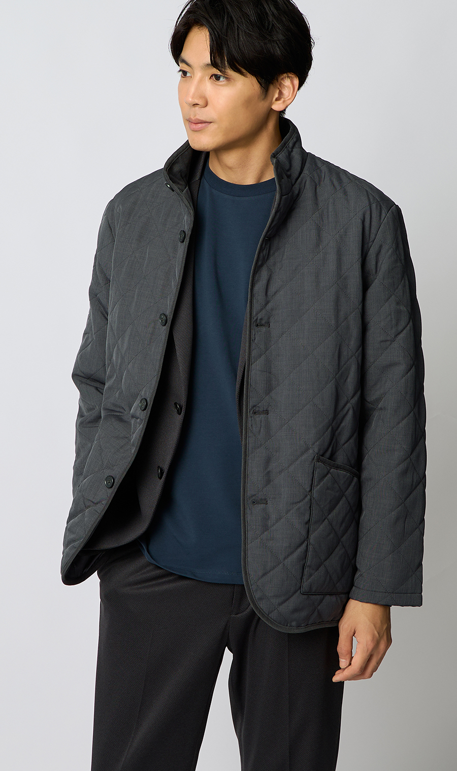 ウールライクキルティングコート【ETHERMALOFT COZY】 グレー S