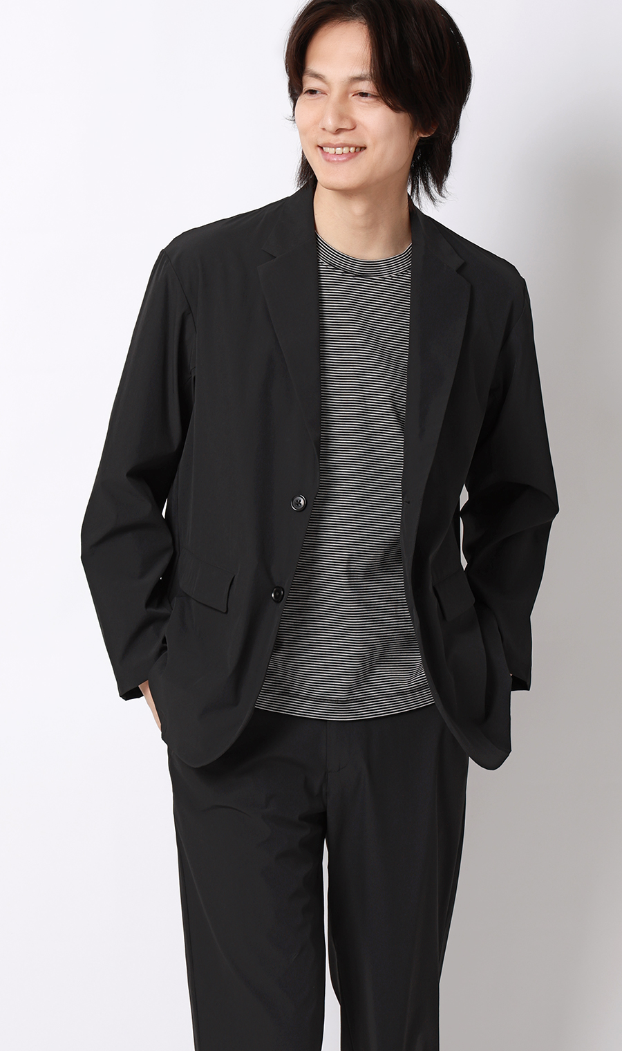2ボタンジャケット【マルチウェイ】【セットアップ着用可】 ブラック S