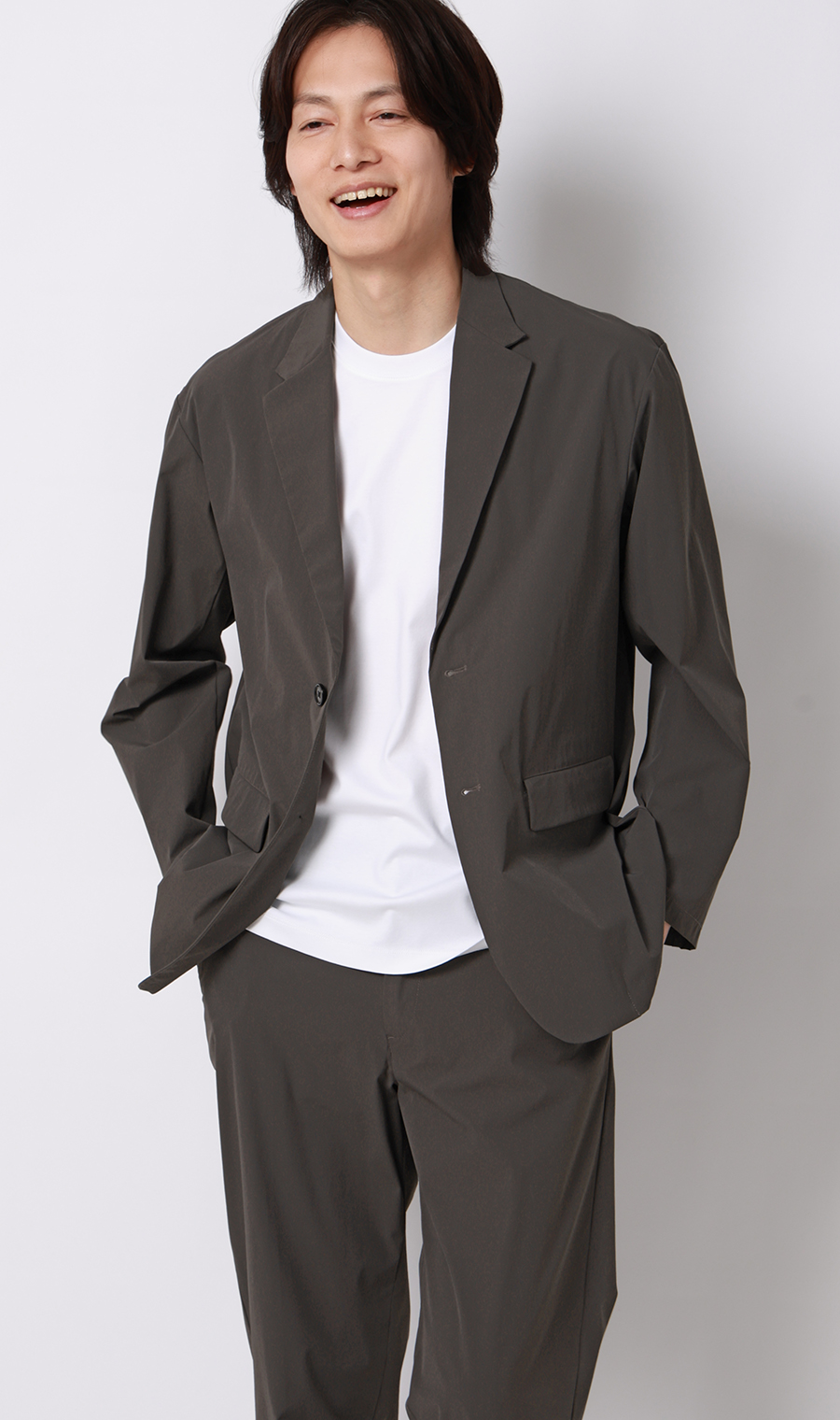 2ボタンジャケット【マルチウェイ】【セットアップ着用可】 チャコール S