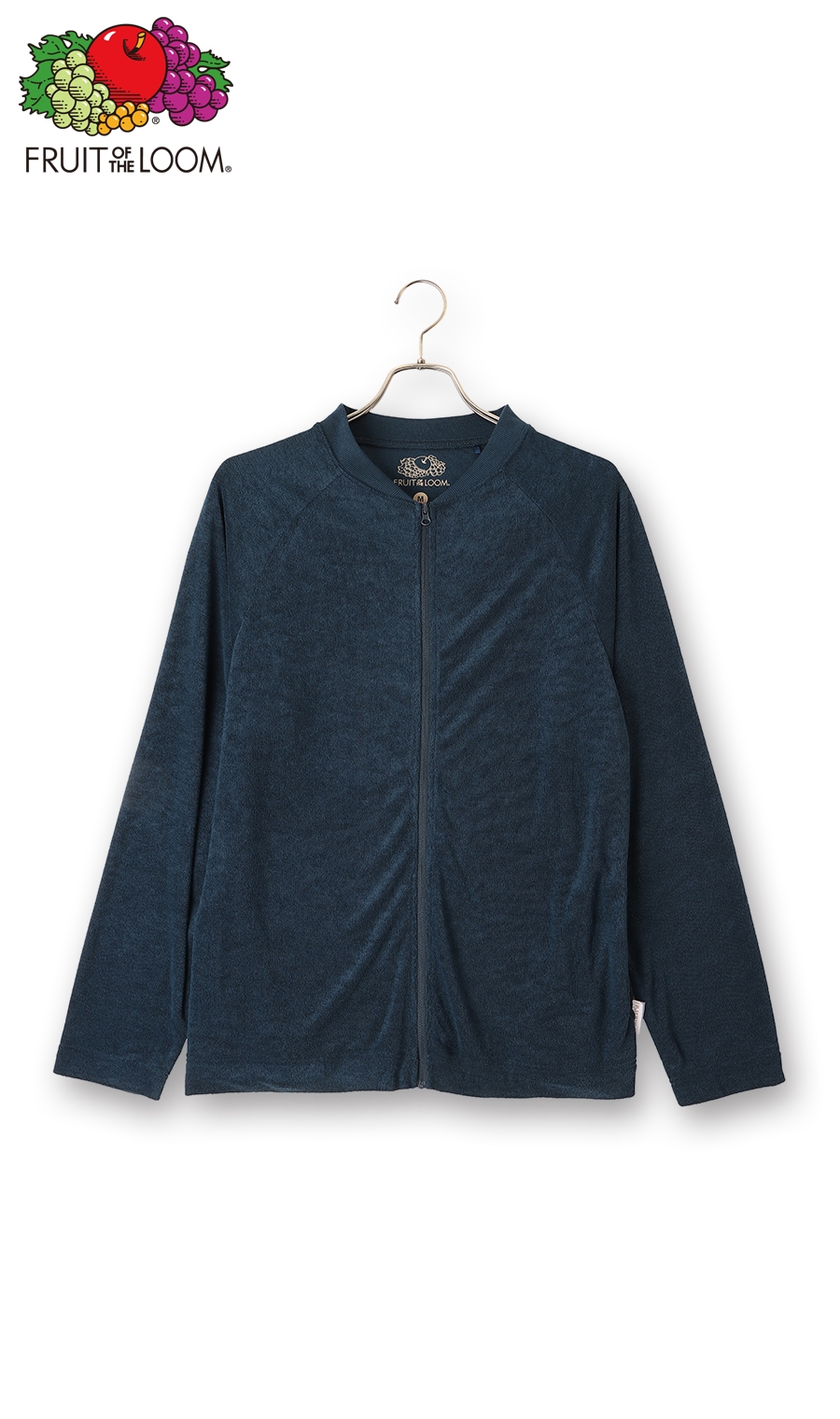 【訳アリ商品】パイル長袖フルジップ ネイビー S
