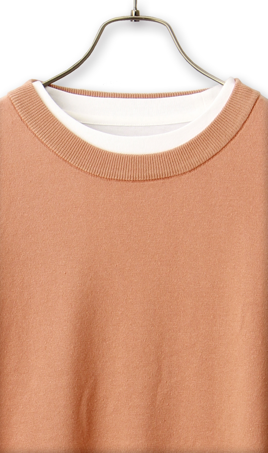 【訳アリ】クルーネックセーター&レイヤードTシャツ オレンジ M