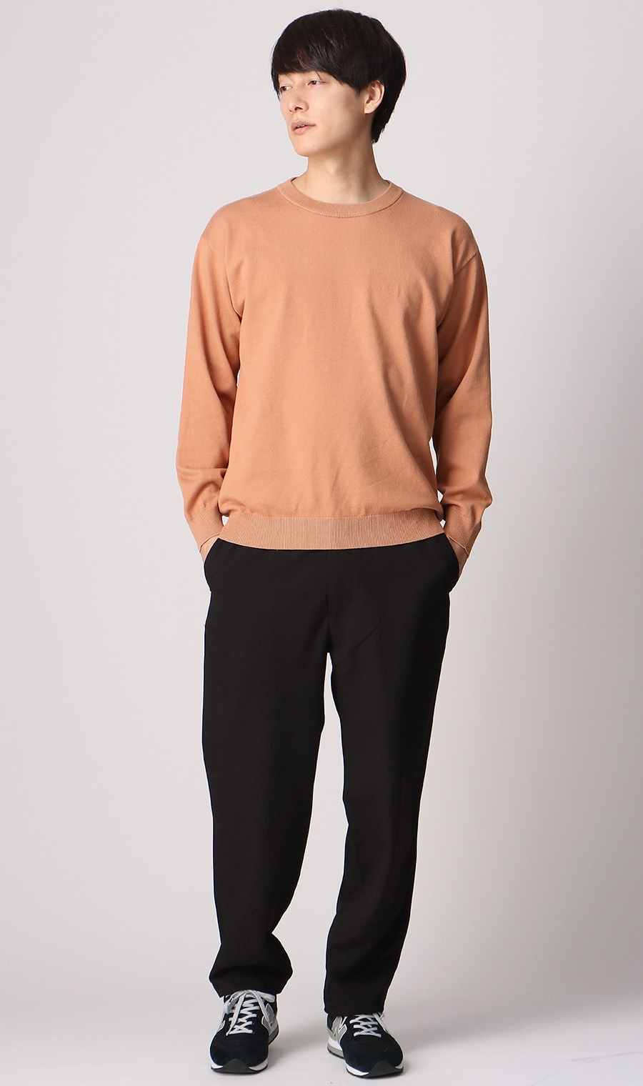 【訳アリ】クルーネックセーター&レイヤードTシャツ オレンジ M