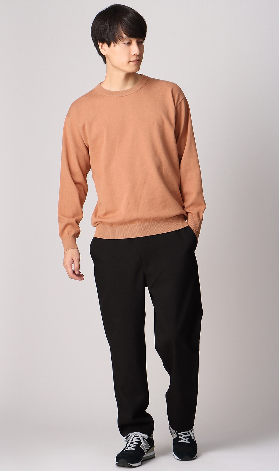 【訳アリ】クルーネックセーター&レイヤードTシャツ オレンジ M
