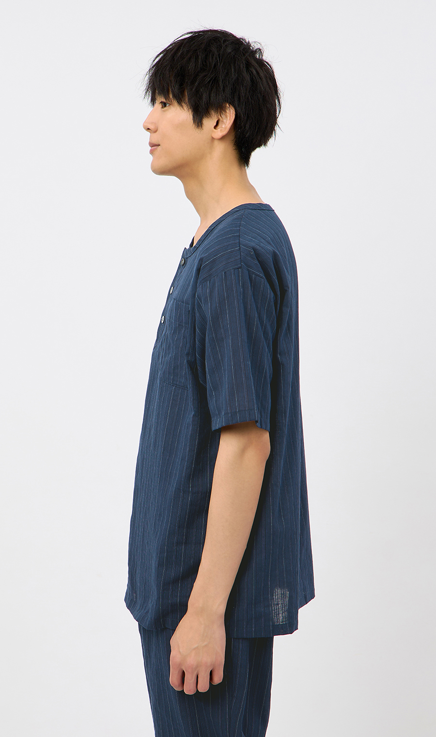 播州先染楊柳リラクシングウェア【上下セット】【日本製】 ネイビー S