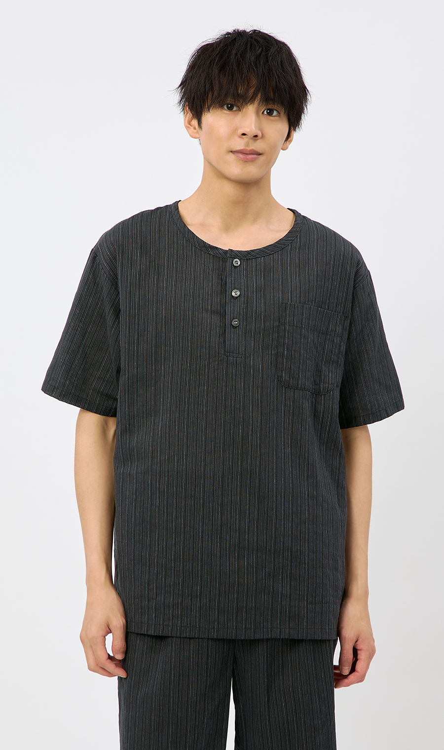 播州先染楊柳リラクシングウェア【上下セット】【日本製】 チャコール S