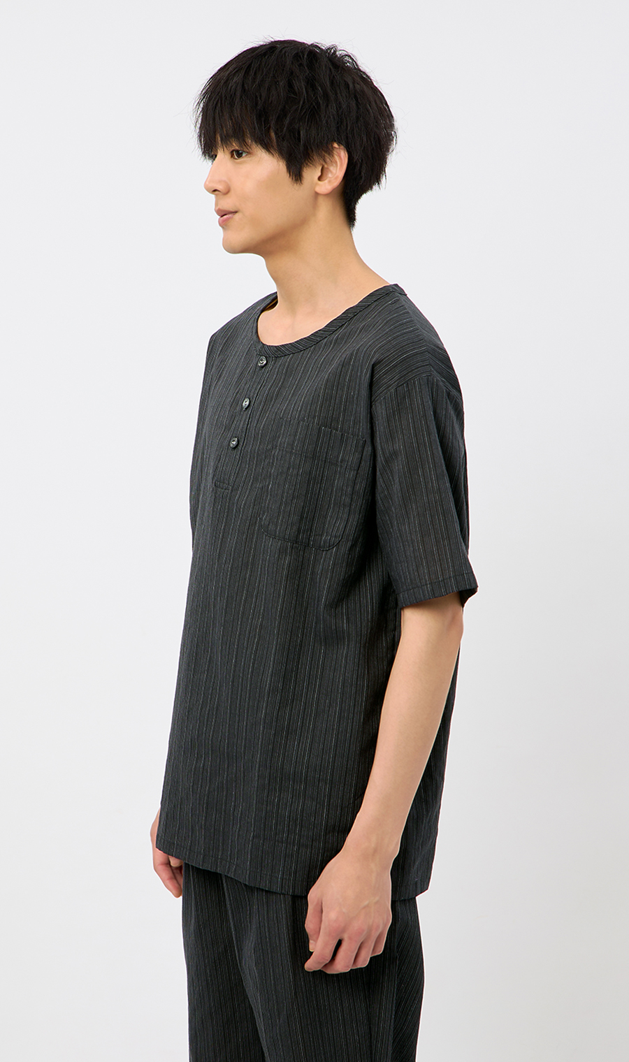 播州先染楊柳リラクシングウェア【上下セット】【日本製】 チャコール S