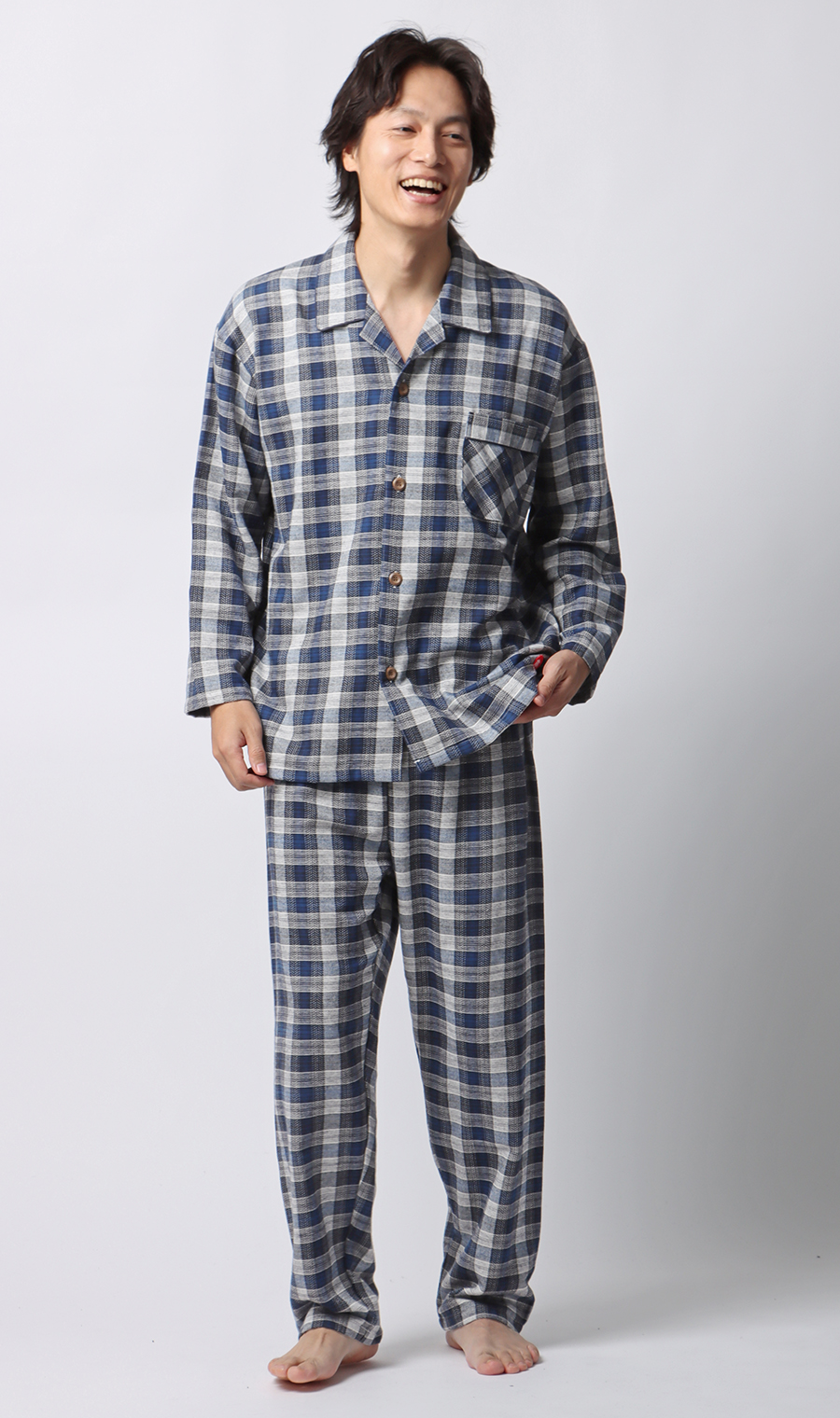 【着るホカロン】パジャマ上下セット ネイビー 3L