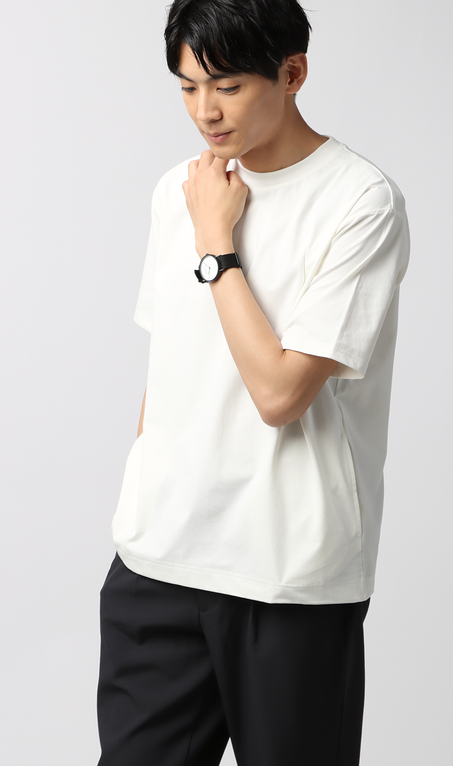 【男女兼用】らくリッチクイックドライバックメッシュTシャツ ホワイト系 S