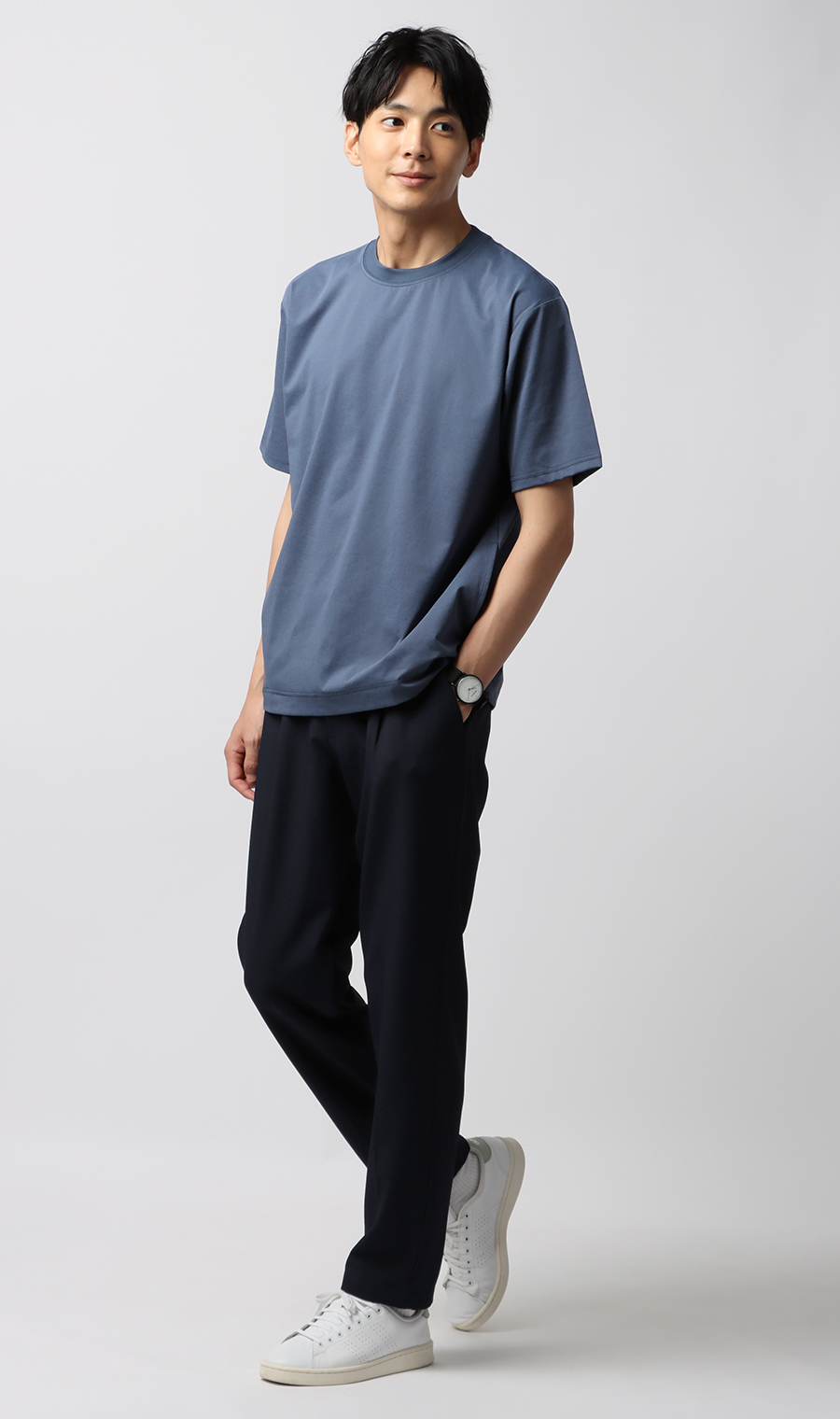 【男女兼用】らくリッチクイックドライバックメッシュTシャツ ブルー系 S