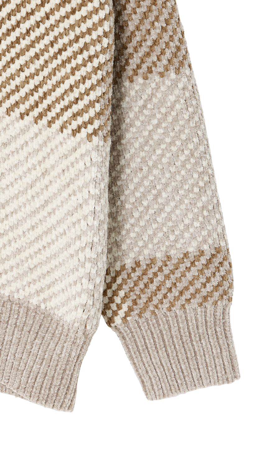 モールチェッククルーセーター ベージュ 3L