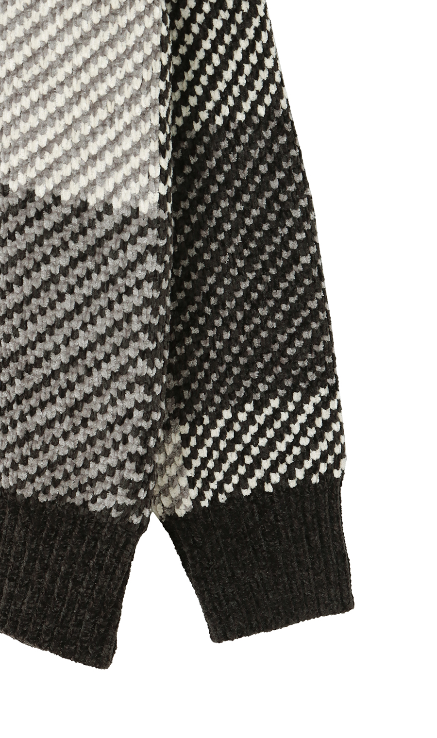 モールチェッククルーセーター ブラック 3L