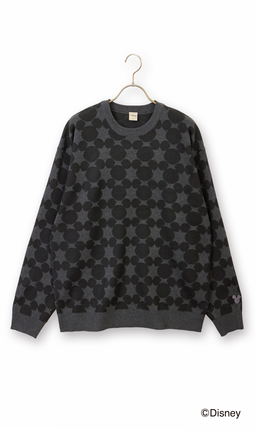 【男女兼用】ダブルジャガードセーター【DISNEY】 チャコール L